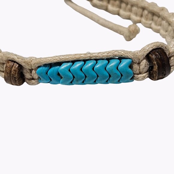 Friendship Bracelet Leather Hemp Woven Beaded Lot of 2 Fashion Jewelry Unisex - Picture 4 of 5